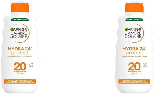 Garnier  Ultra-Hydrating Shea Butter Sun Protection Cream SPF20, Hydrating Medium Sun Protection Lotion SPF20 200 Ml (Pack of 2)